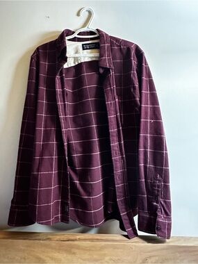 Abercrombie & Fitch Burgundy Windowpane Button-Down Shirt
